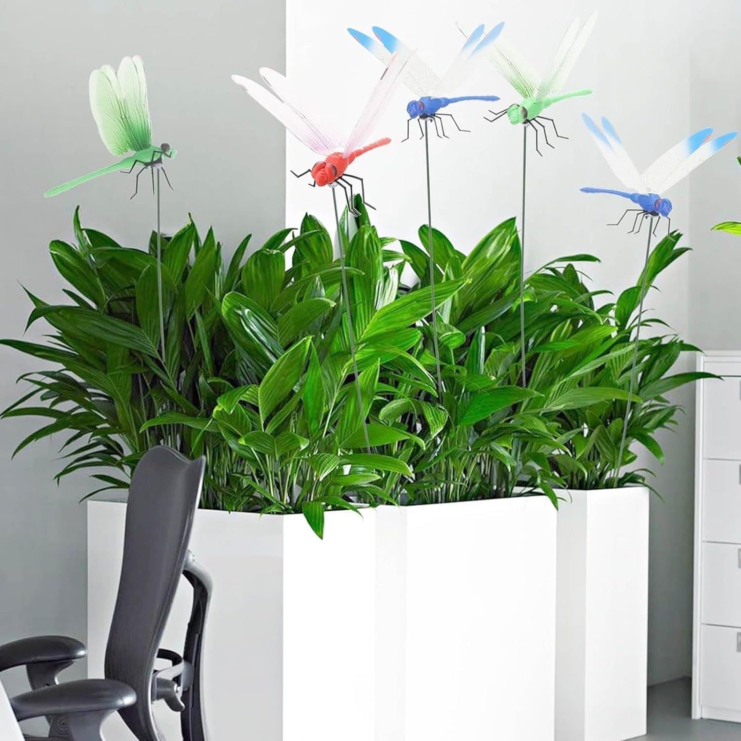 8/16 Pack 3D Dragonfly Garden Stakes Decor
