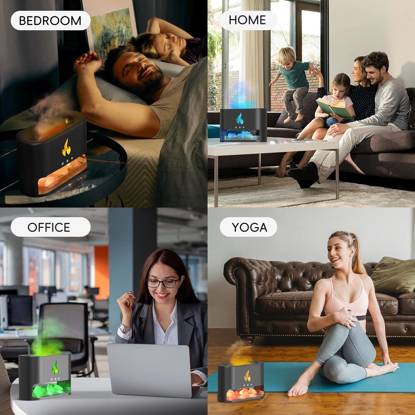 Himalayan Salt Fireplace Humidifier Lamp