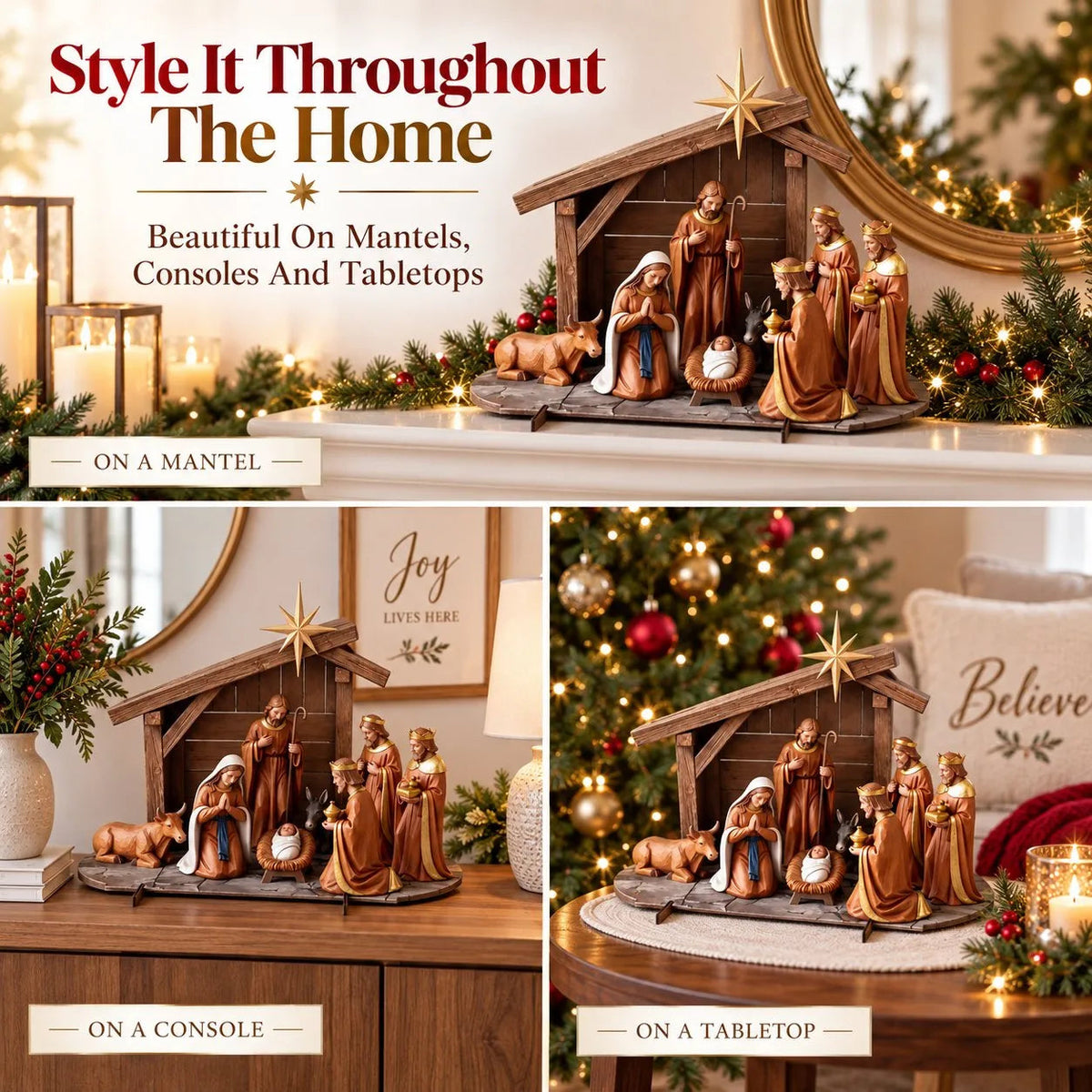 Christmas Nativity Scene Resin Sculpture for Holiday Display