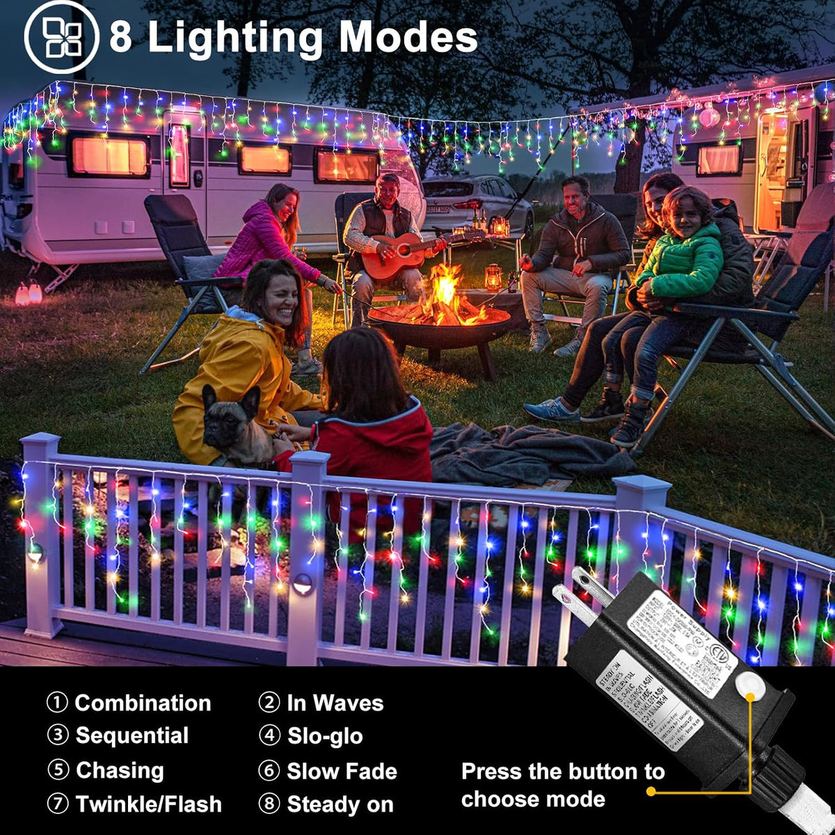 Solar 162-LED Icicle String Lights for Festive Outdoor Displays – image 3