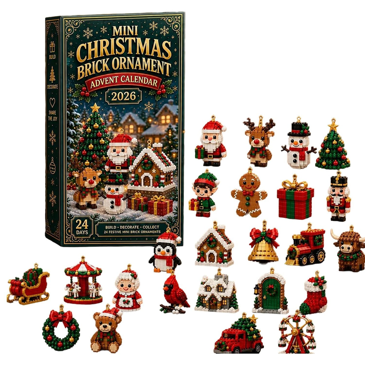 24-Day Mini Christmas Brick Ornament Advent Calendar Kit – image 1