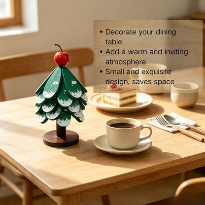 Folding Wooden Christmas Tree Trivet Set for Holiday Tables