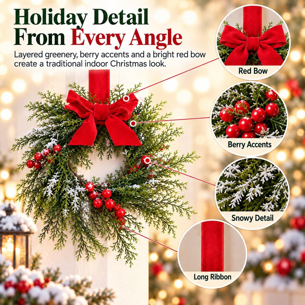 Mini Snowy Pinecone Wreaths for Cabinet Holiday Decor, 3-Pack