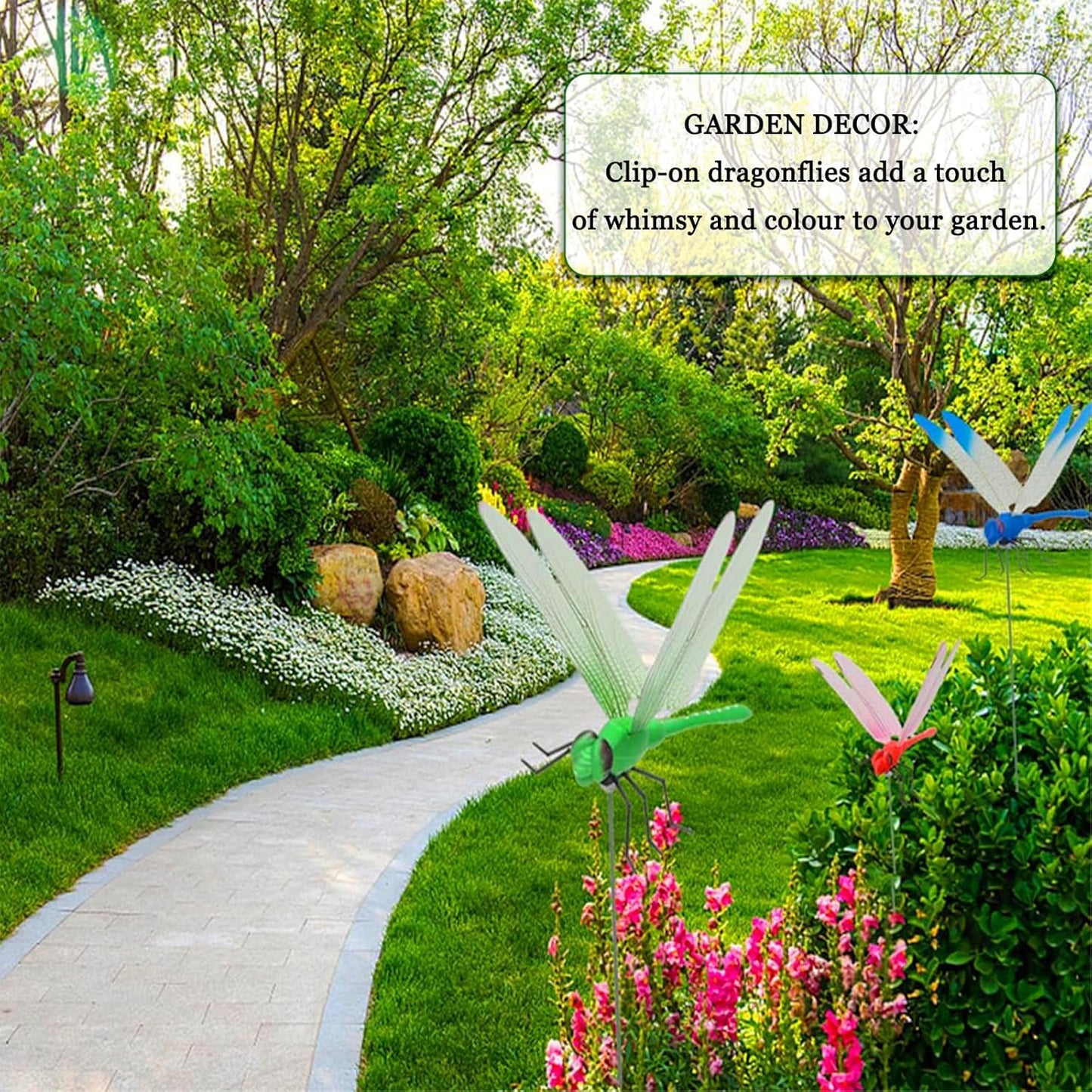 8/16 Pack 3D Dragonfly Garden Stakes Decor