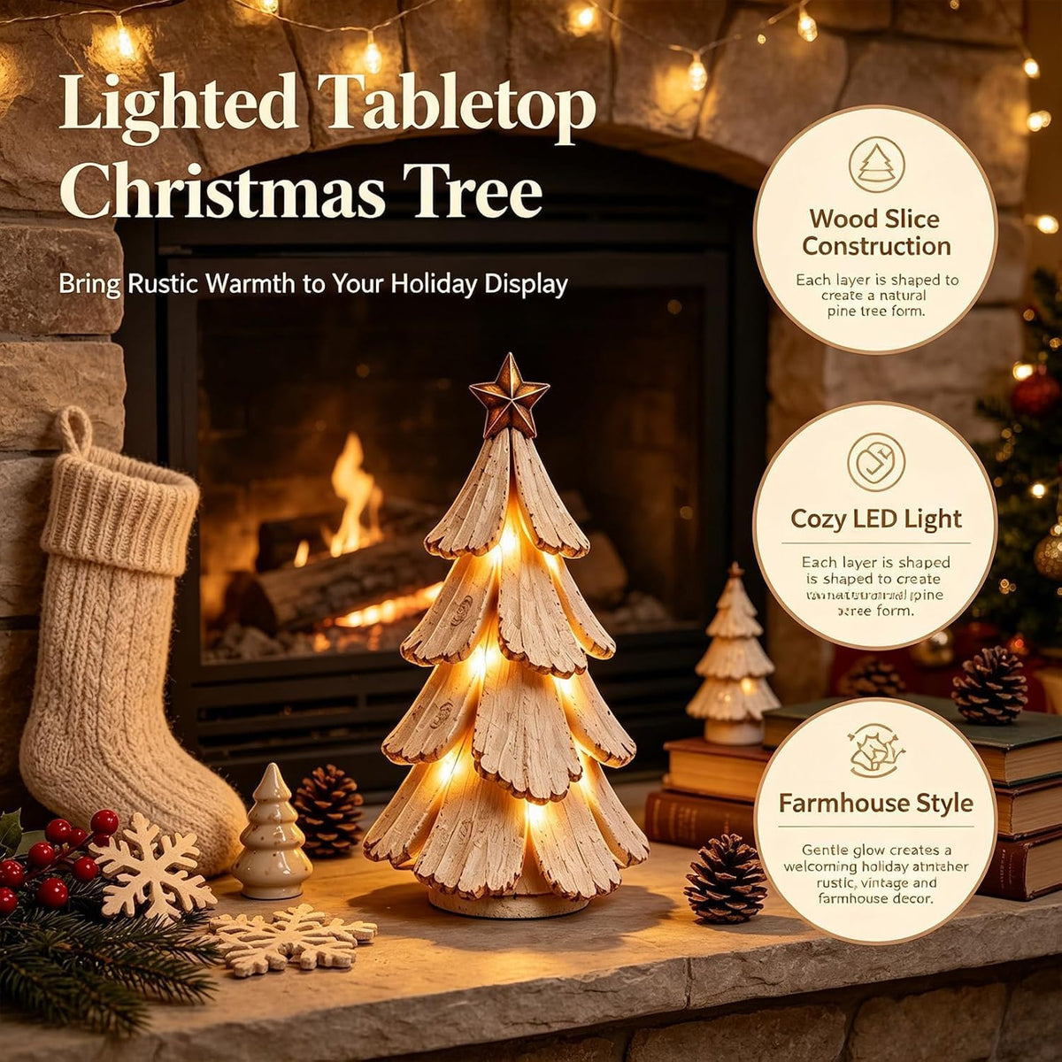 Vintage Lighted Christmas Tree Figurine for Mantels and Shelves