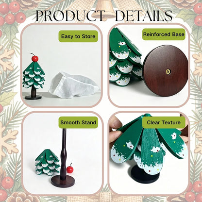 Folding Wooden Christmas Tree Trivet Set for Holiday Tables