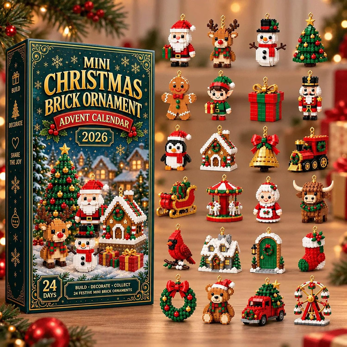 24-Day Mini Christmas Brick Ornament Advent Calendar Kit – image 3