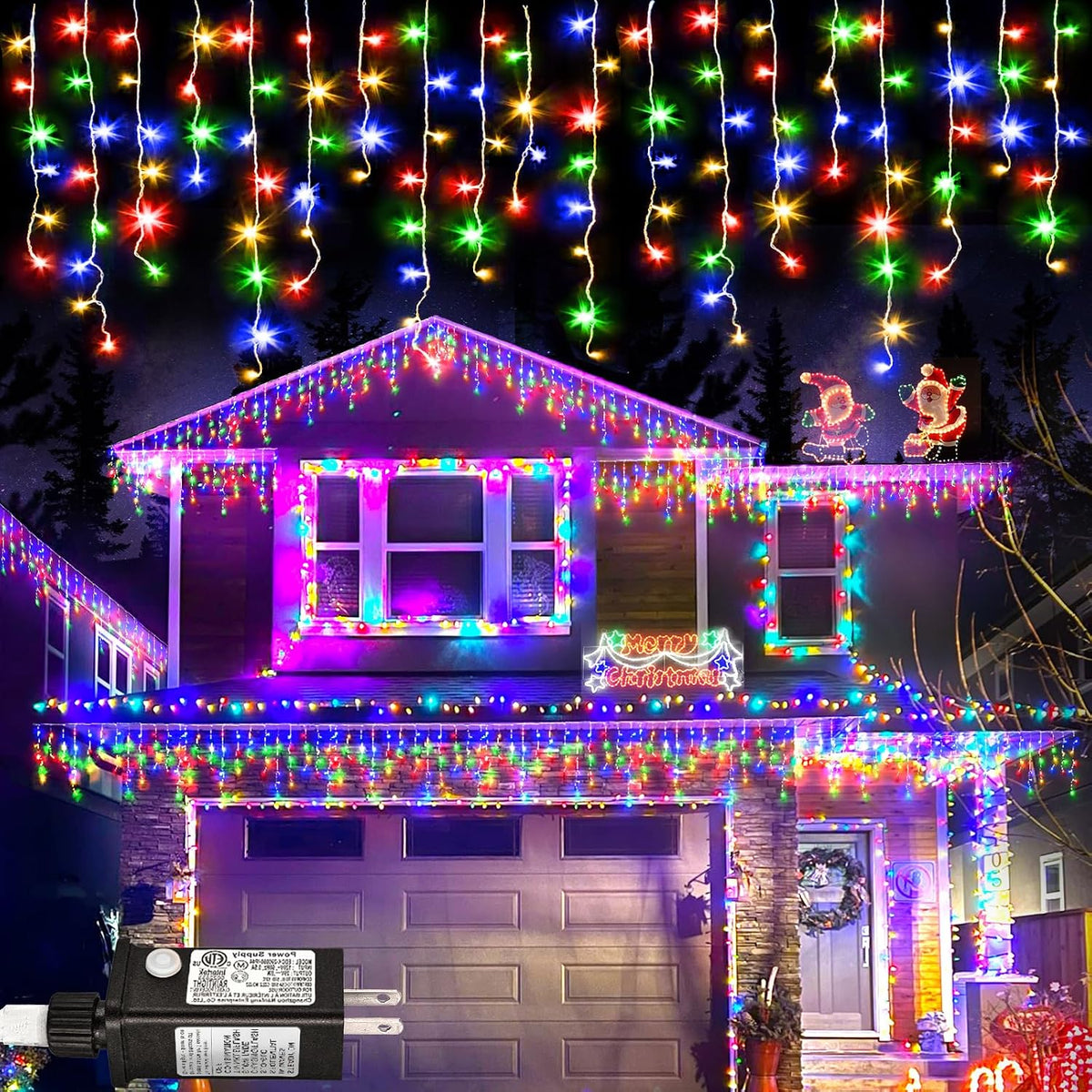 Solar 162-LED Icicle String Lights for Festive Outdoor Displays – image 1
