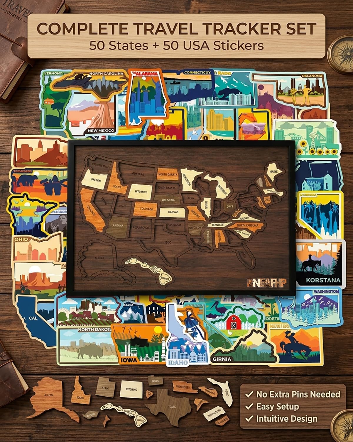 Wooden USA Travel Map Puzzle