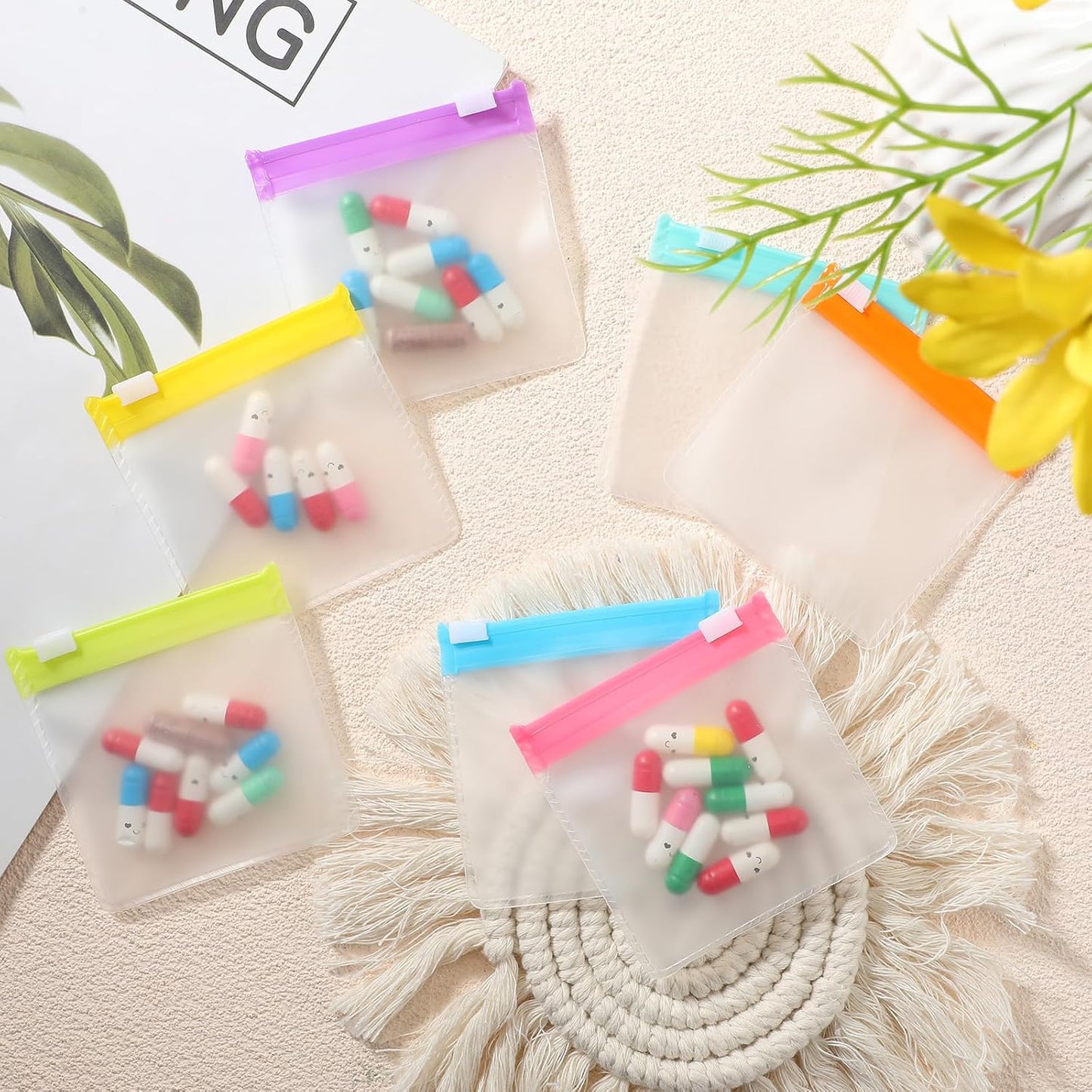 35 Pcs Pill Pouch Bags Zippered Pill Bag Set