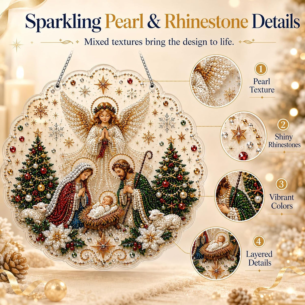 DIY Rhinestone Nativity Hanging Plaque Kit