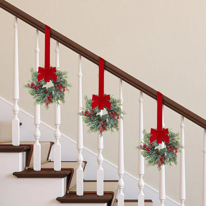 Mini Snowy Pinecone Wreaths for Cabinet Holiday Decor, 3-Pack