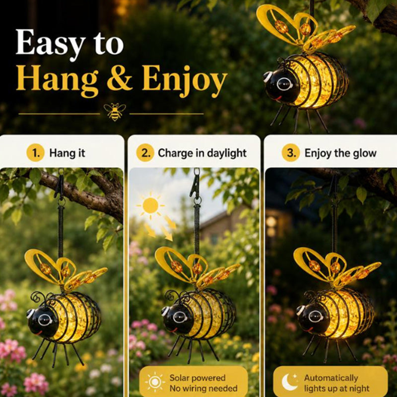 Solar Hanging Bee Garden Lights – 2 Pack - image 5