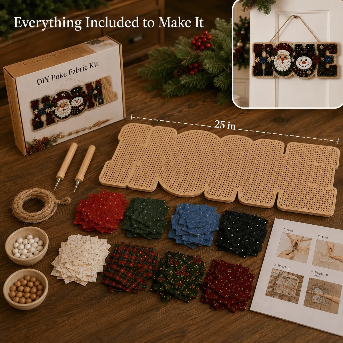 DIY Fabric Poke Art HOME Sign Kit for No-Sew Seasonal Decorating