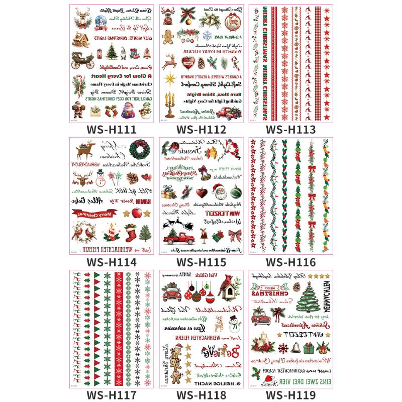 Christmas Candle Transfer Tattoo Set – 9 Sheets