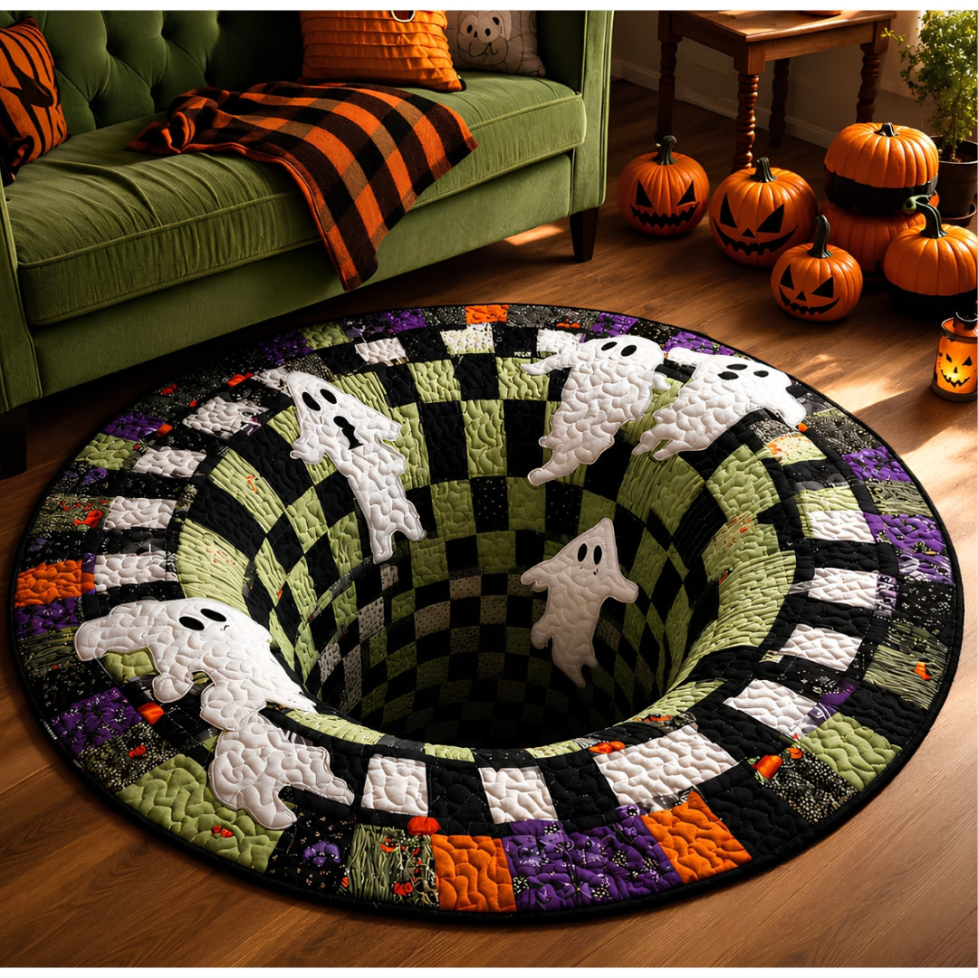 3D Haunted Stairway Round Halloween Rug