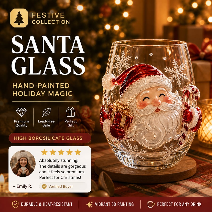 🔥 Flash Sale -  Raised 3D Christmas Art Glass Cup