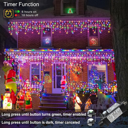 Solar 162-LED Icicle String Lights for Festive Outdoor Displays – image 4