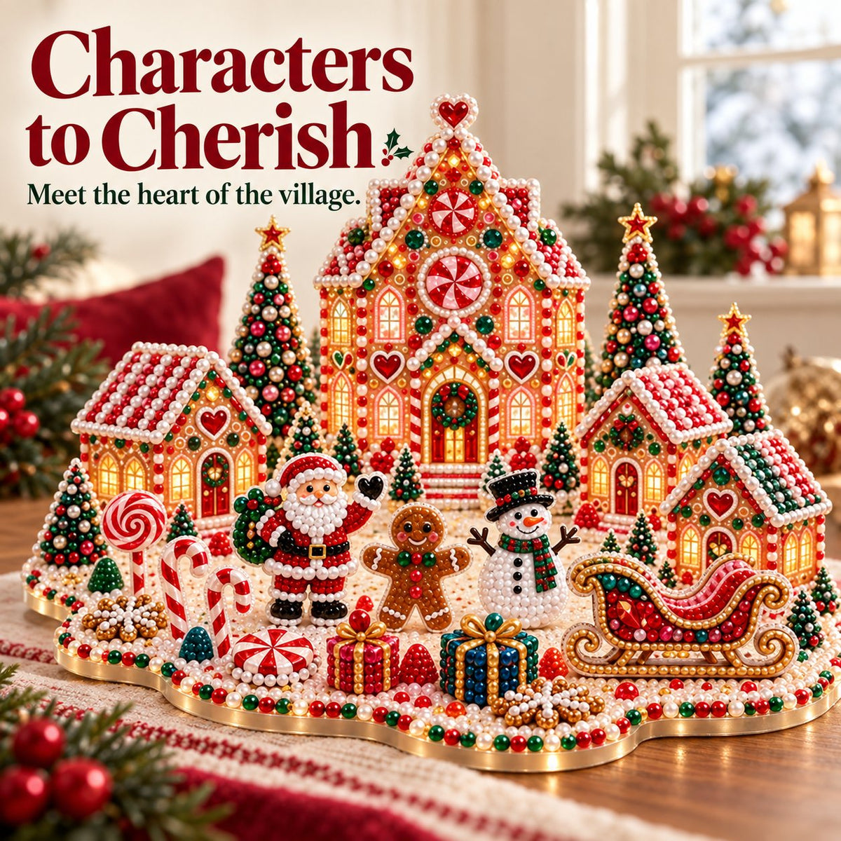 DIY Christmas Village Gem Art Kit for Handmade Holiday Decor