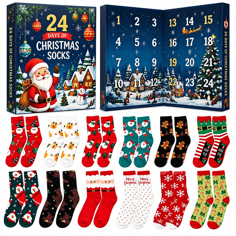 24-Day Christmas Socks Advent Calendar – 12 Pairs