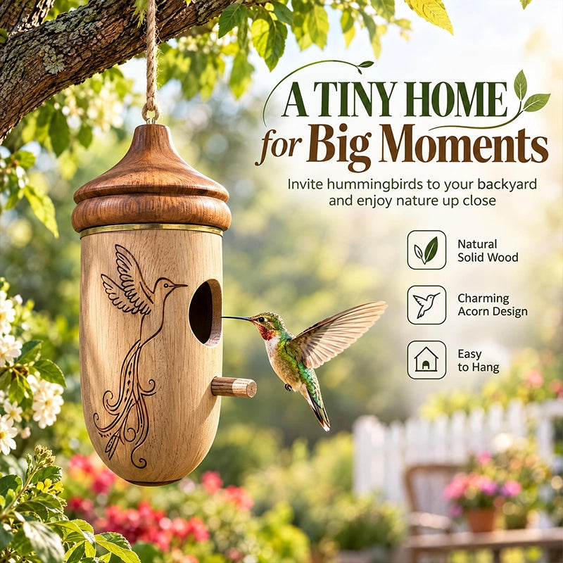 This Wooden Hummingbird House Brings Warmth and Life Back to Your Garden