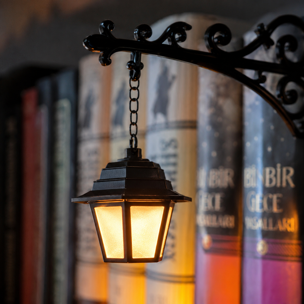Bookshelf Lantern Light