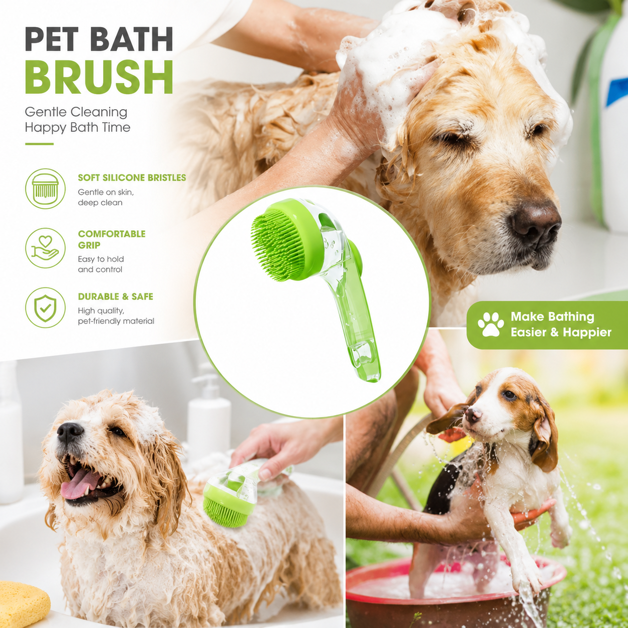 2-in-1 Pet Bath Brush & Shampoo Dispenser-2 PCS
