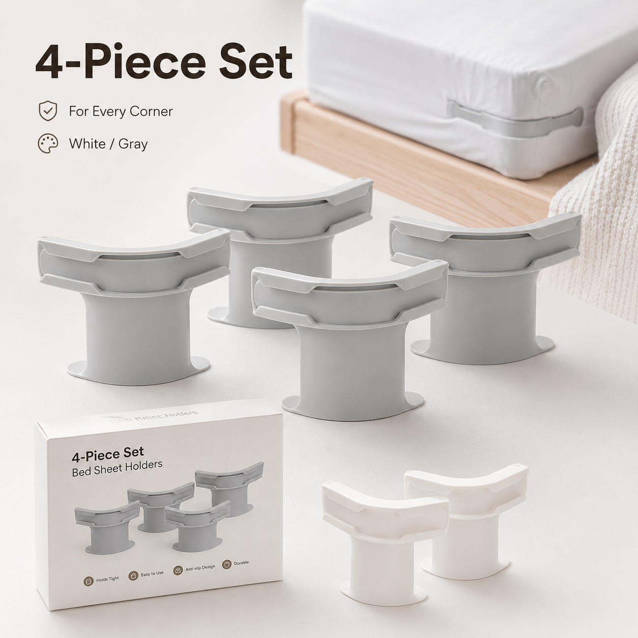 😴Secure Fit Sheet Holders – Wrinkle-Free. Slip-Free Bed