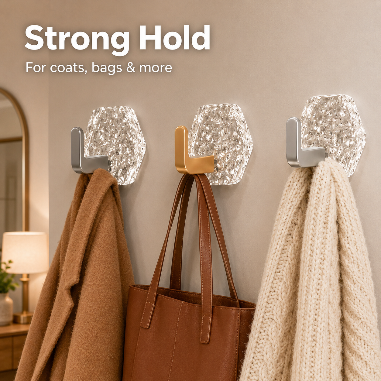 🏠✨10-Pack Heavy-Duty Adhesive Hooks – Strong Hold. No Drilling