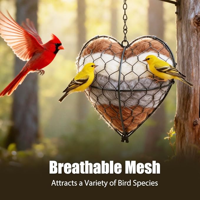 Handmade Alpaca Fiber Bird Nesting Heart