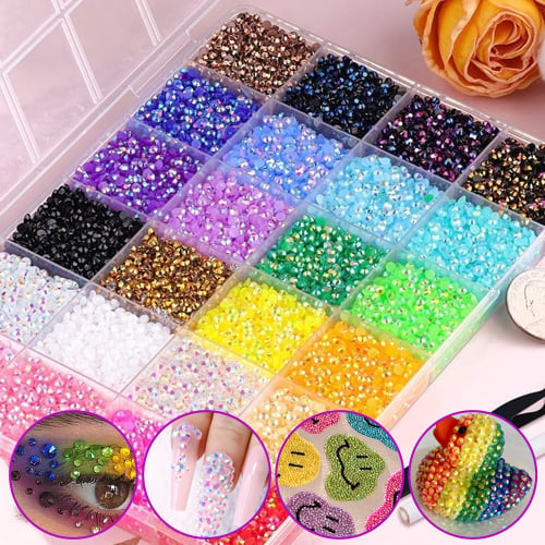 ✨ DIY Nail Flatback Rhinestones Kit| 40.000+ AB Crystal Gems with Adhesive & Pickup Tool for Salon-Quality Nail Art-8YF7