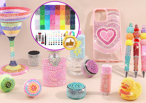 ✨ DIY Nail Flatback Rhinestones Kit| 40.000+ AB Crystal Gems with Adhesive & Pickup Tool for Salon-Quality Nail Art-8YF7