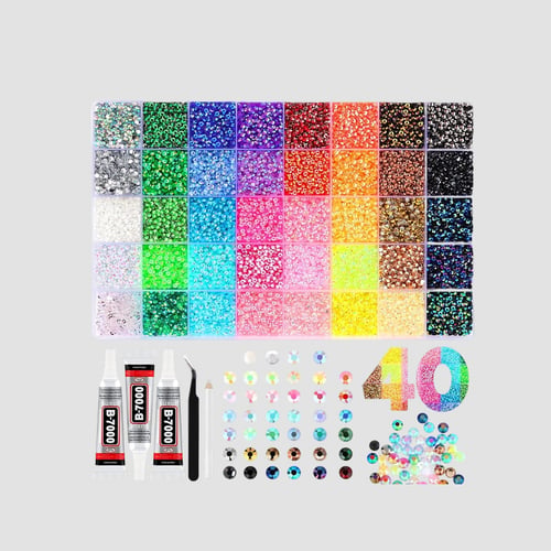 ✨ DIY Nail Flatback Rhinestones Kit| 40.000+ AB Crystal Gems with Adhesive & Pickup Tool for Salon-Quality Nail Art-8YF7