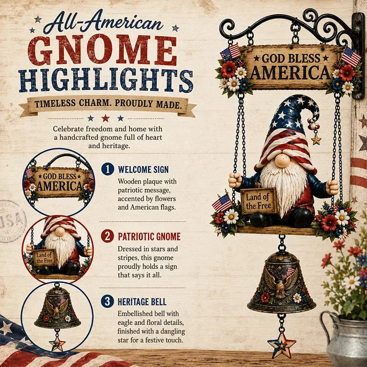 Hand-Painted Gnome Welcome Garden Bell
