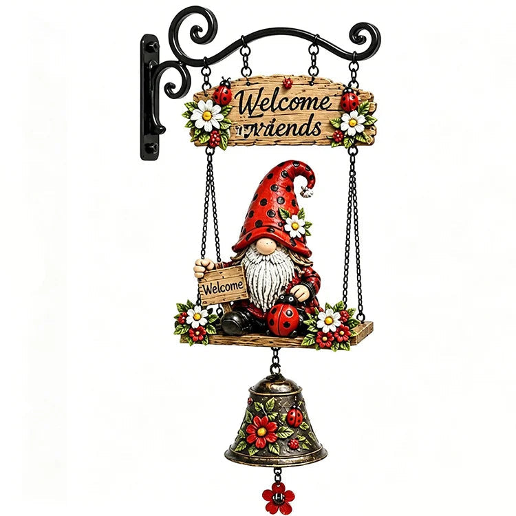 Hand-Painted Gnome Welcome Garden Bell
