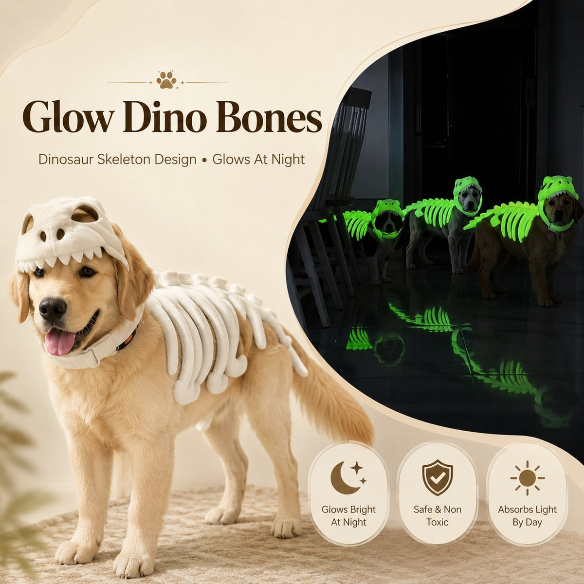 Glow Dinosaur Skeleton Pet Costume