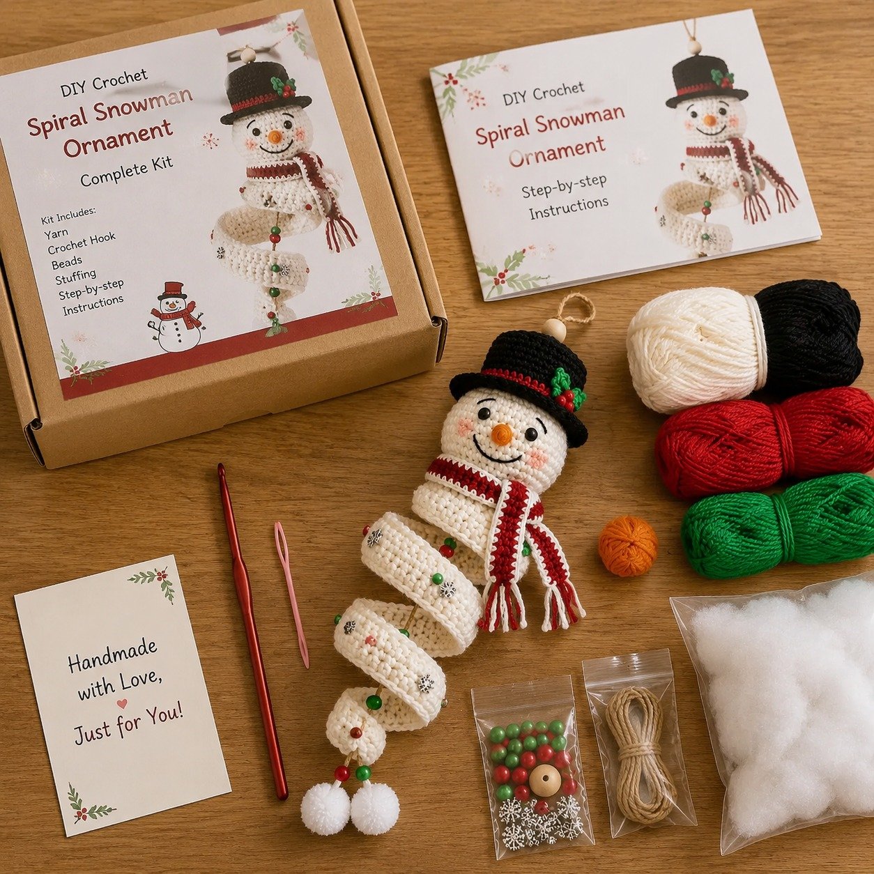 Crochet Christmas Spiral Ornament DIY Kit