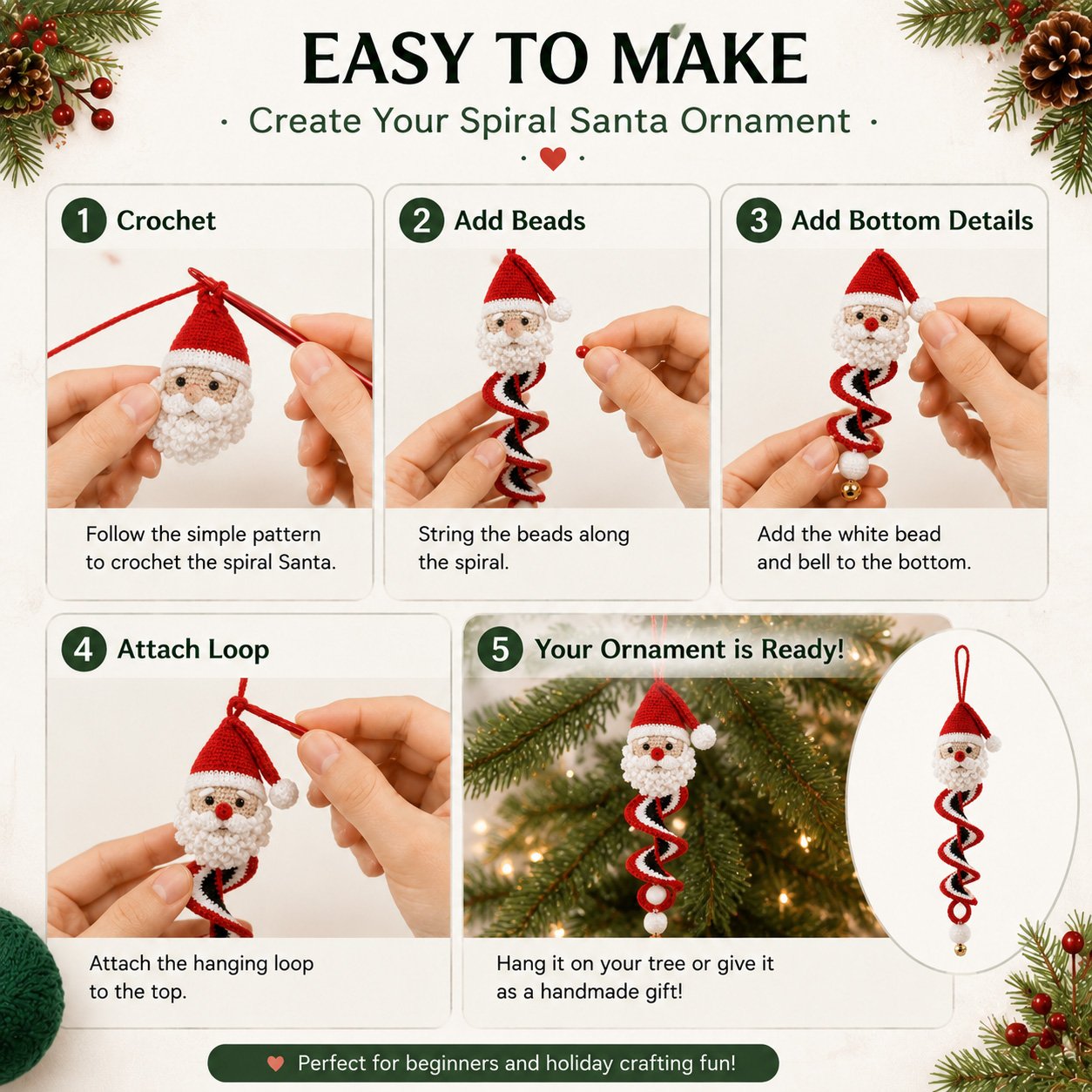 Crochet Christmas Spiral Ornament DIY Kit