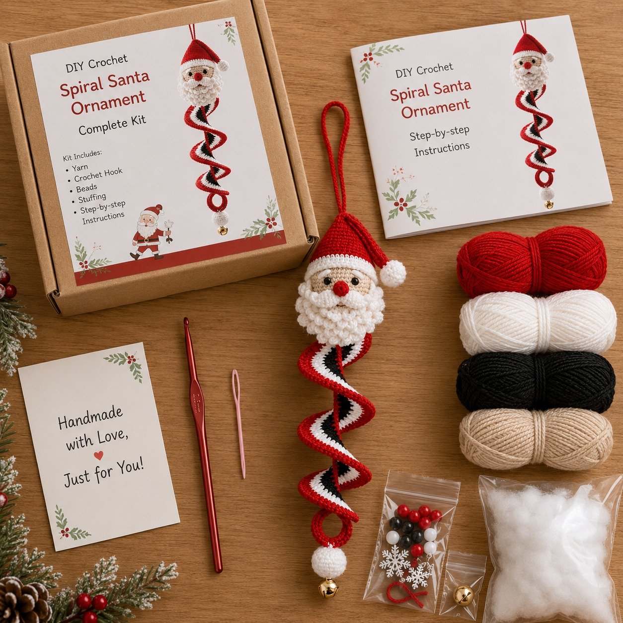 Crochet Christmas Spiral Ornament DIY Kit