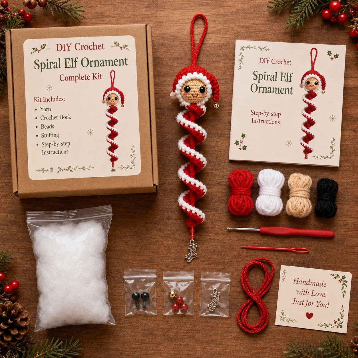 Crochet Christmas Spiral Ornament DIY Kit