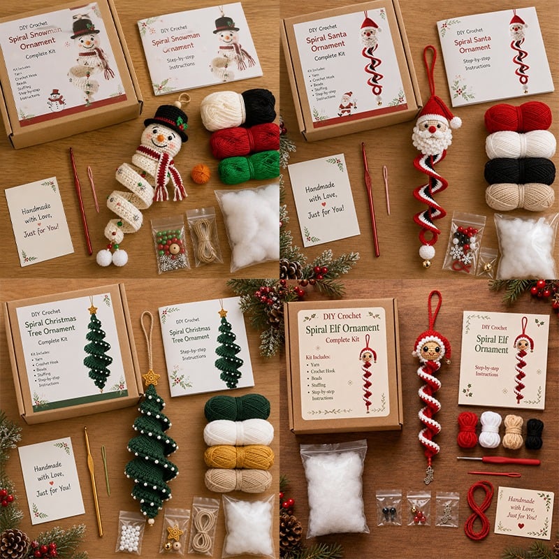 Crochet Christmas Spiral Ornament DIY Kit