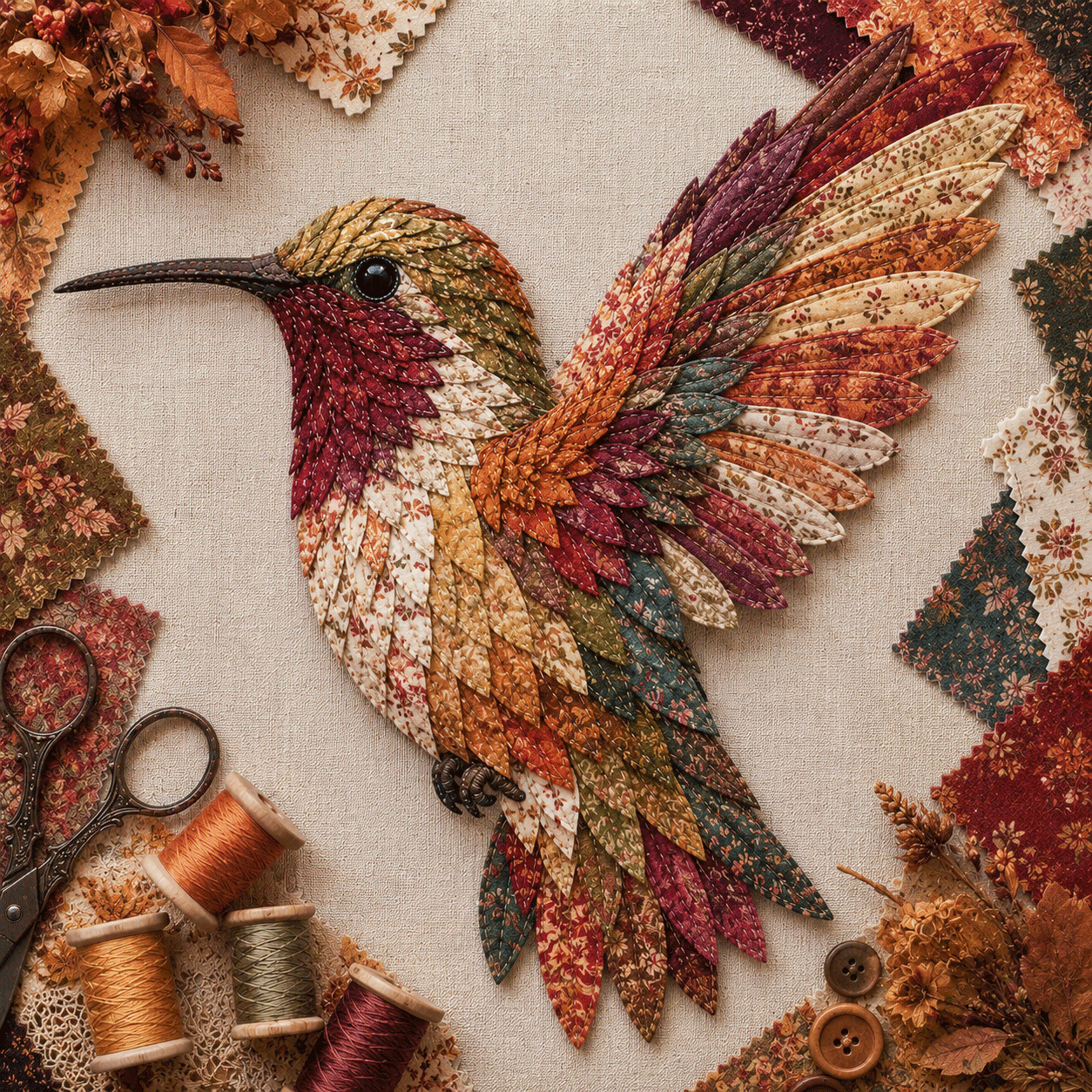 DIY Patchwork Bird & Flower Basket Hanging Ornament Kit