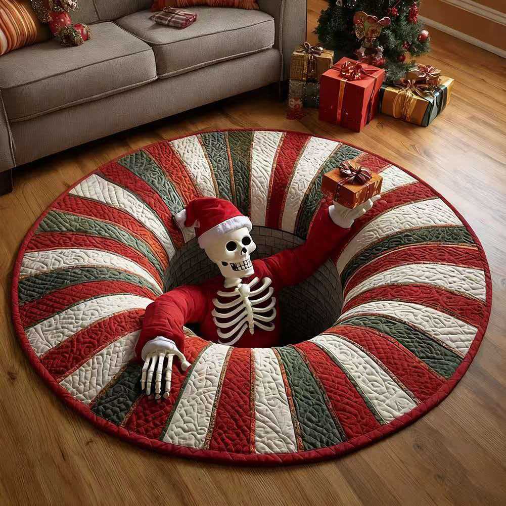 3D Haunted Stairway Round Halloween Rug