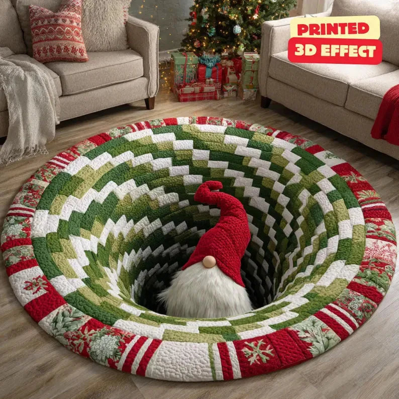 Christmas 3D Optical Illusion Round Floor Mat – 80 cm