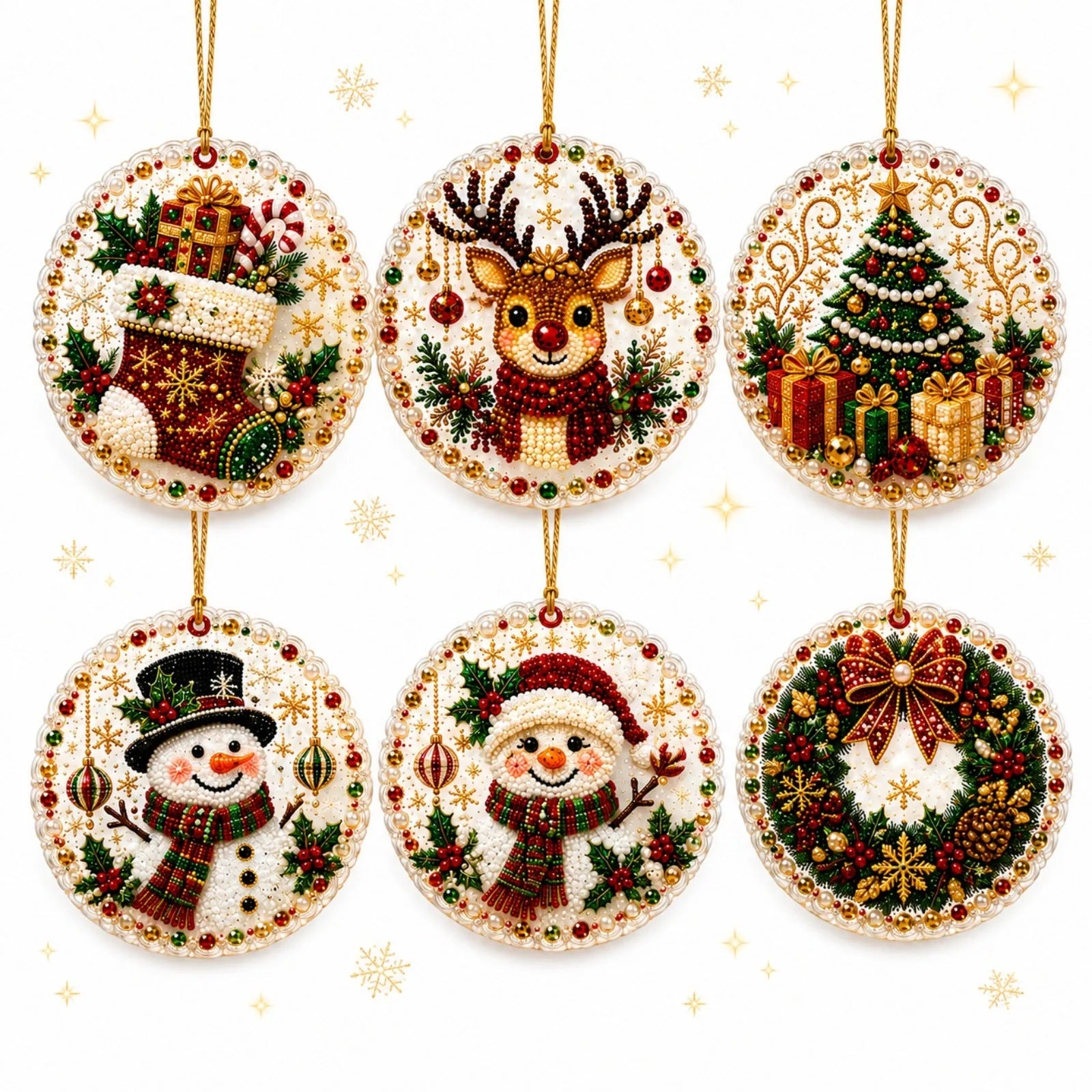 DIY Christmas Wooden Diamond Art Ornament Set