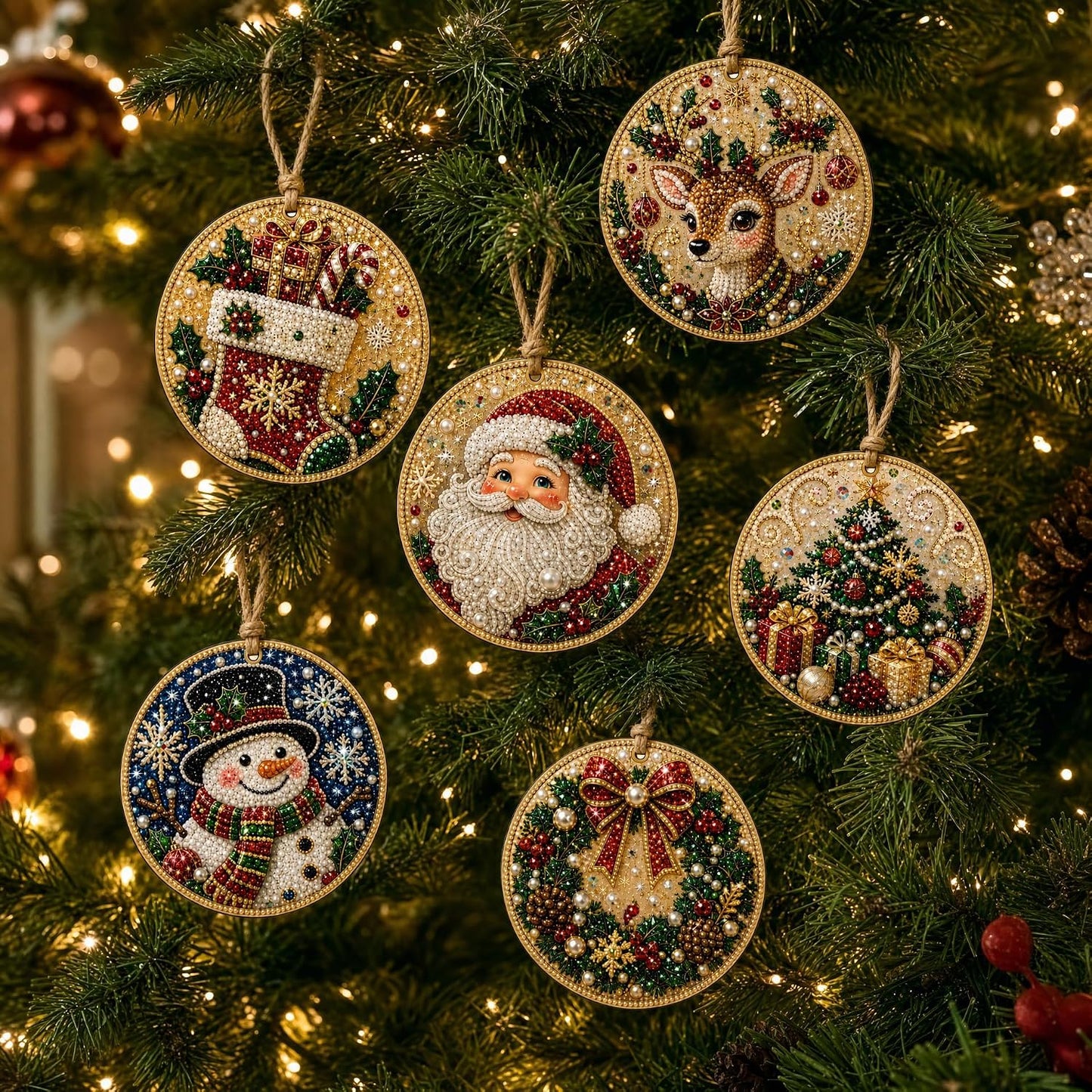 DIY Christmas Wooden Diamond Art Ornament Set