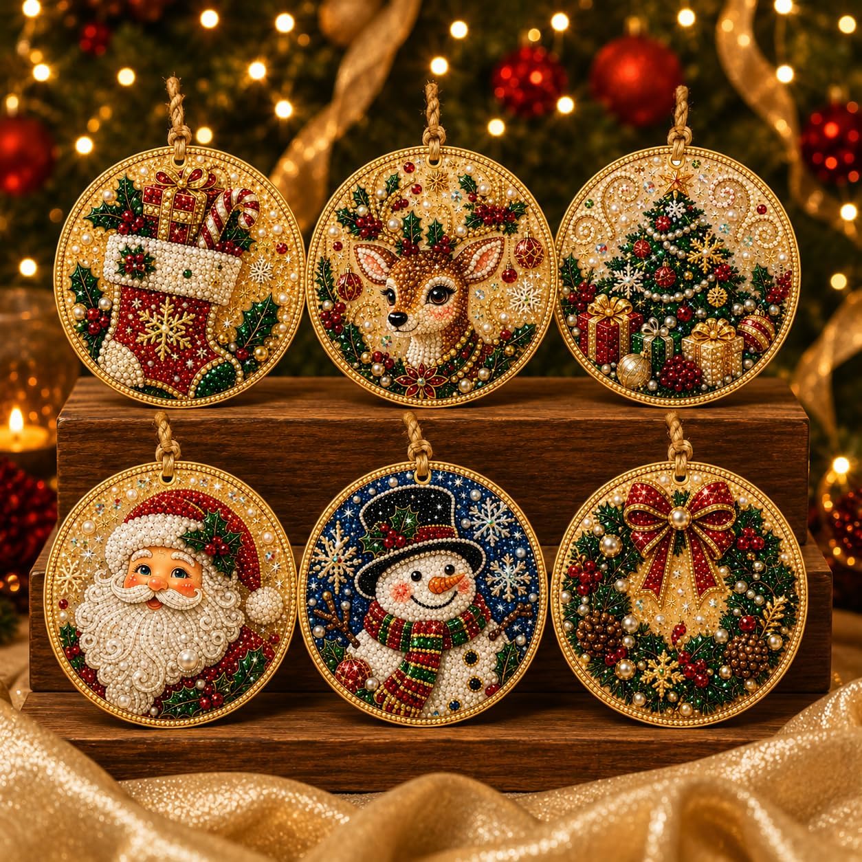DIY Christmas Wooden Diamond Art Ornament Set