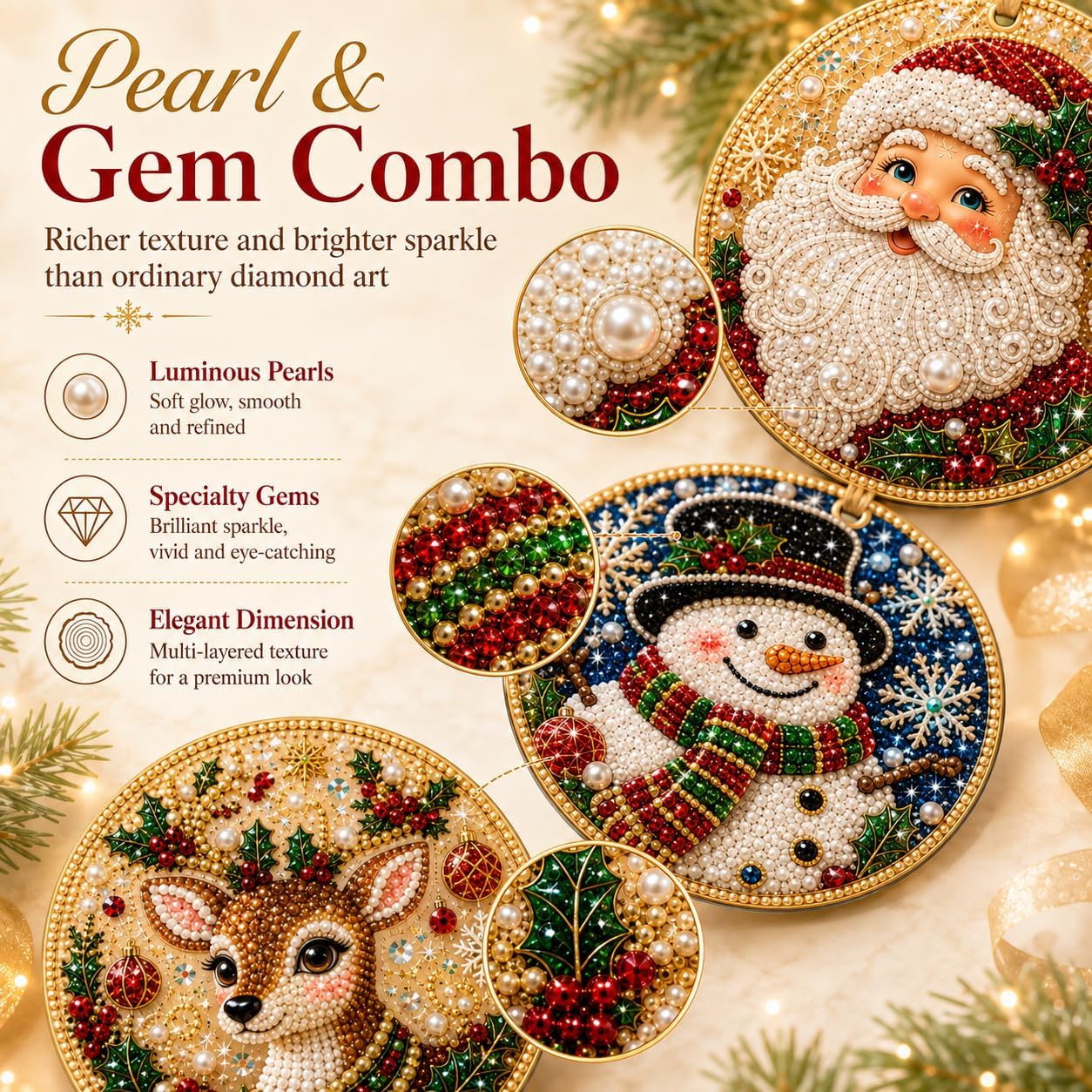 DIY Christmas Wooden Diamond Art Ornament Set
