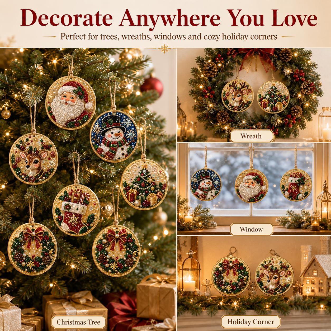 DIY Christmas Wooden Diamond Art Ornament Set