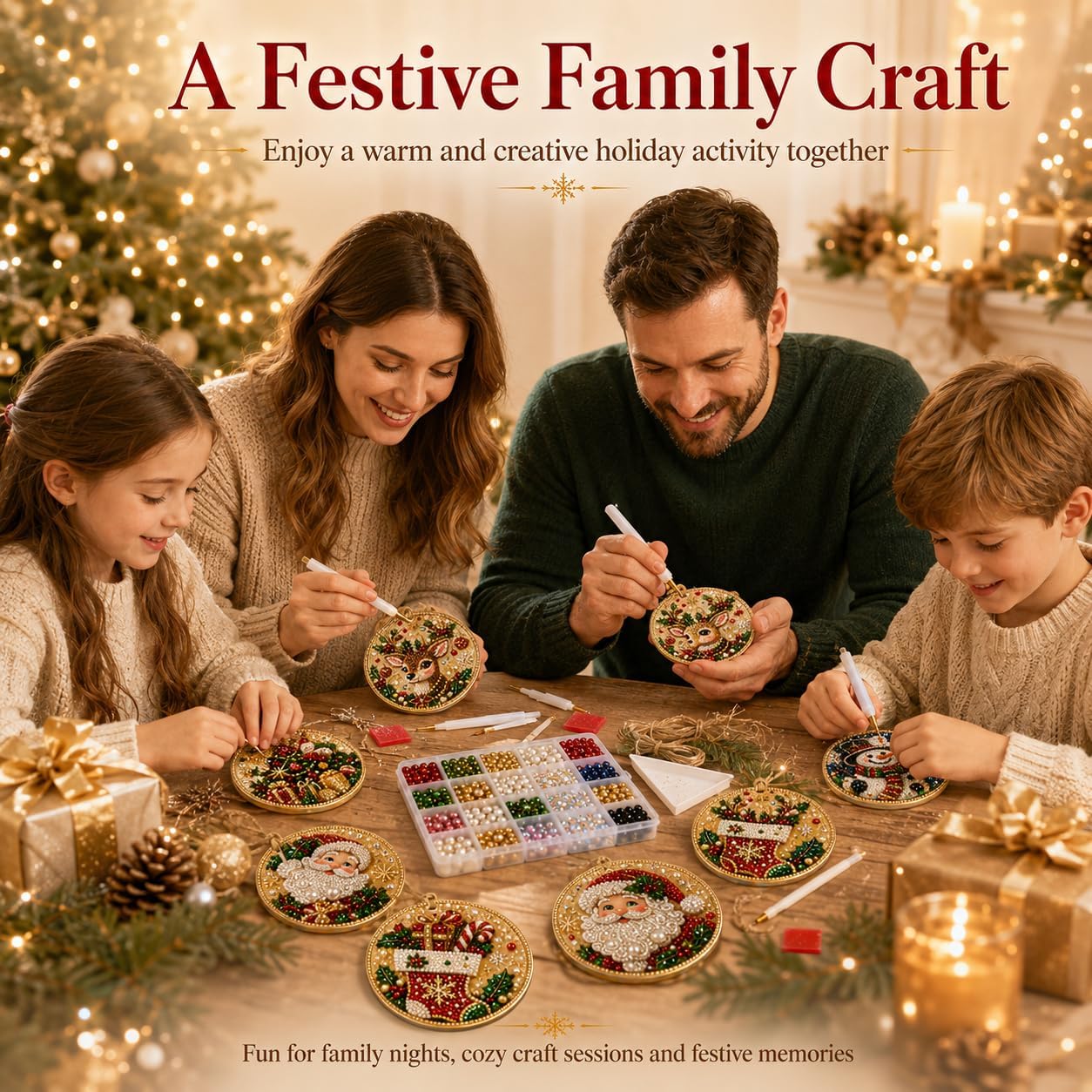 DIY Christmas Wooden Diamond Art Ornament Set